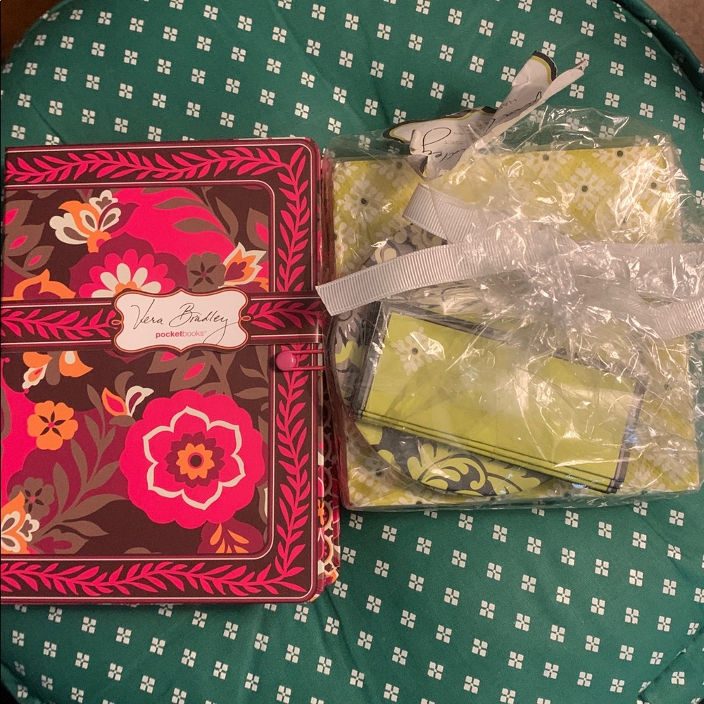 Vera Bradley Pink Floral Pocket Folio & Happy Hour Set